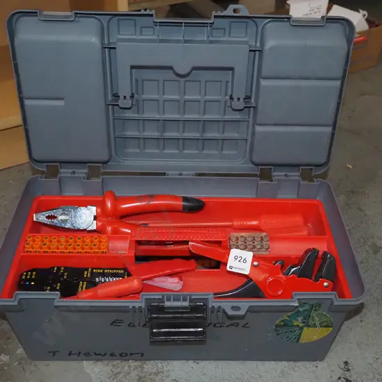 tool box of electrical bit sand pieces