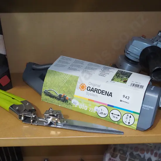 Gardena sprinkler, edging shears