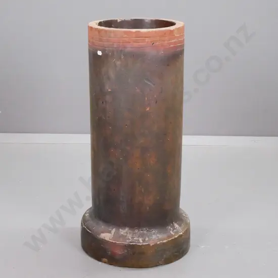 glazed terracotta pipe (or chimney pot?) with one flared end - some chips around base H-710 D-360 at wider end