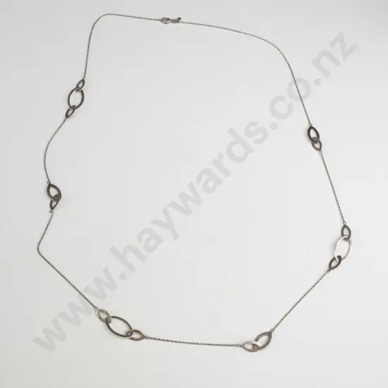 long silver necklace stamped 925