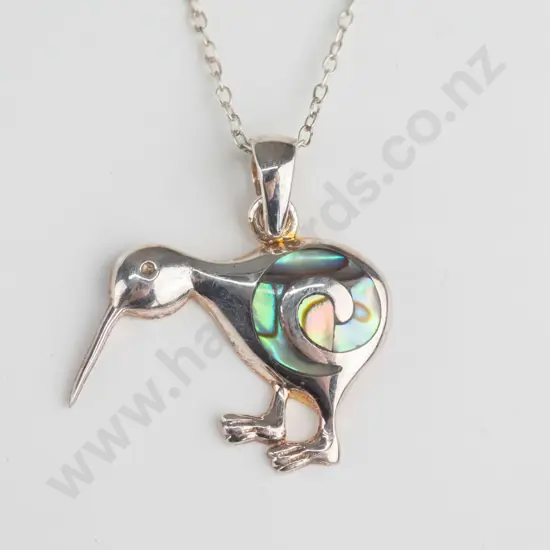 silver kiwi necklace stamped 925