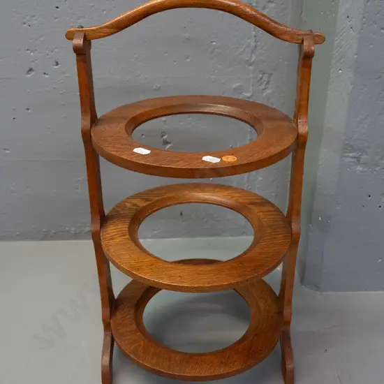 vintage oak 3-tier cake stand H-460 W-270