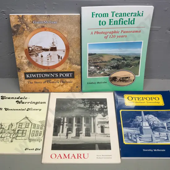 5 South Island local history books - Warrington, Herbert, Oamaru and other North Otago subjects