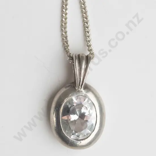 silver cz necklace stamped 925