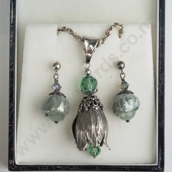 silver necklace & earrings chain stamped 925