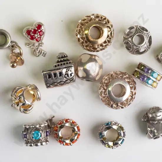 15 asstd silver charms - 10 stamped 925 & 5 not stamped