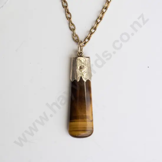 amber pendant on long chain no mark