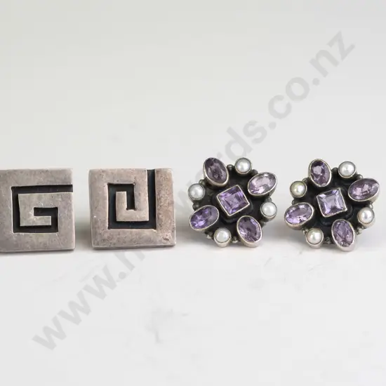 2 pairs of silver earrings both stamped 925