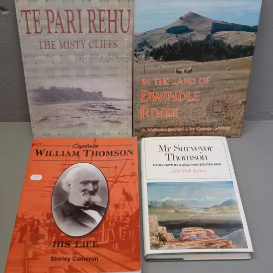 4 South Island local history books - Purakaunui, Waihemo, Captain William Thompson, etc.