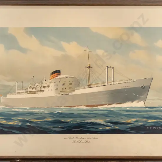 framed vintage print - Port Melbourne (foxing to mat) H-350 W-610