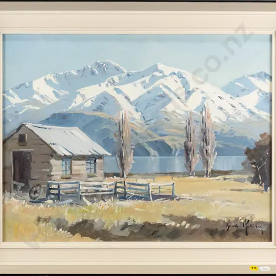 Brian Halliday, framed oil on board "Winter landscape Wanaka" H-340 W-440