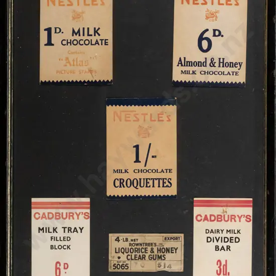 framed vintage confectionary labels H-350 W-270