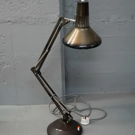 Superluxe anglepoise lamp with gold/brown finish. Shade D-190 H-700 as photographed