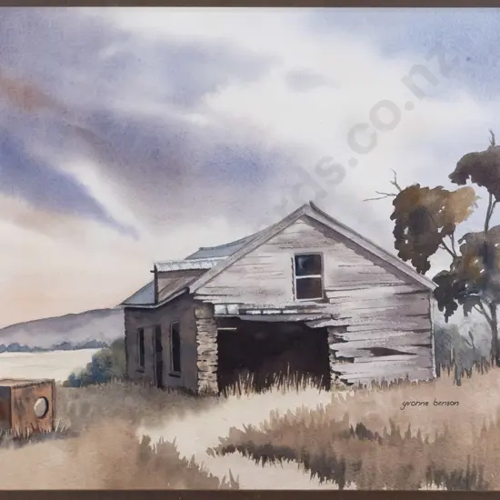 Yvonne Benson - framed watercolour "Storm Clouds over Macares" H-290 W-390