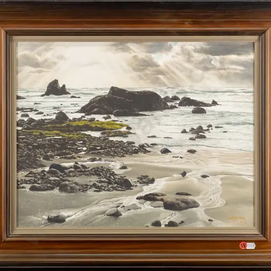 Hamlin '80 - framed oil - coastal scene H-340 W-430