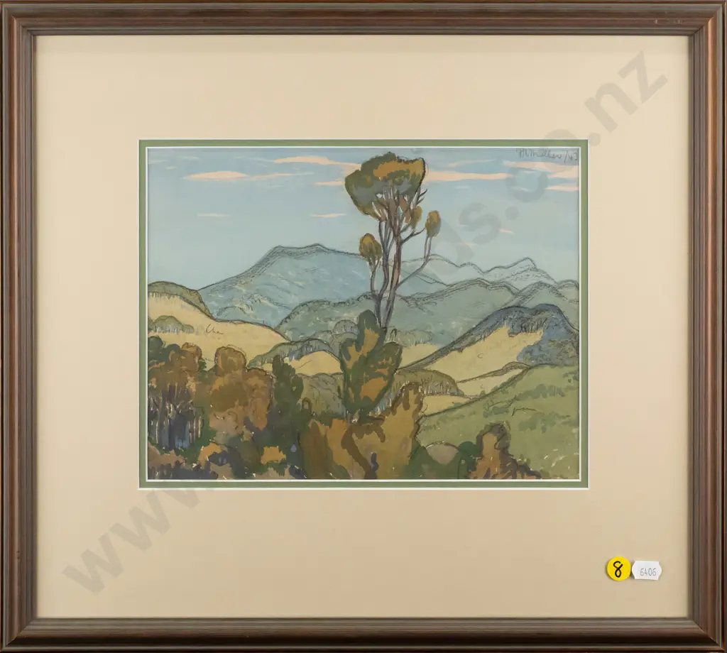 HV Miller '43 - framed pencil & watercolour - landscape H200 W260 Image 1++