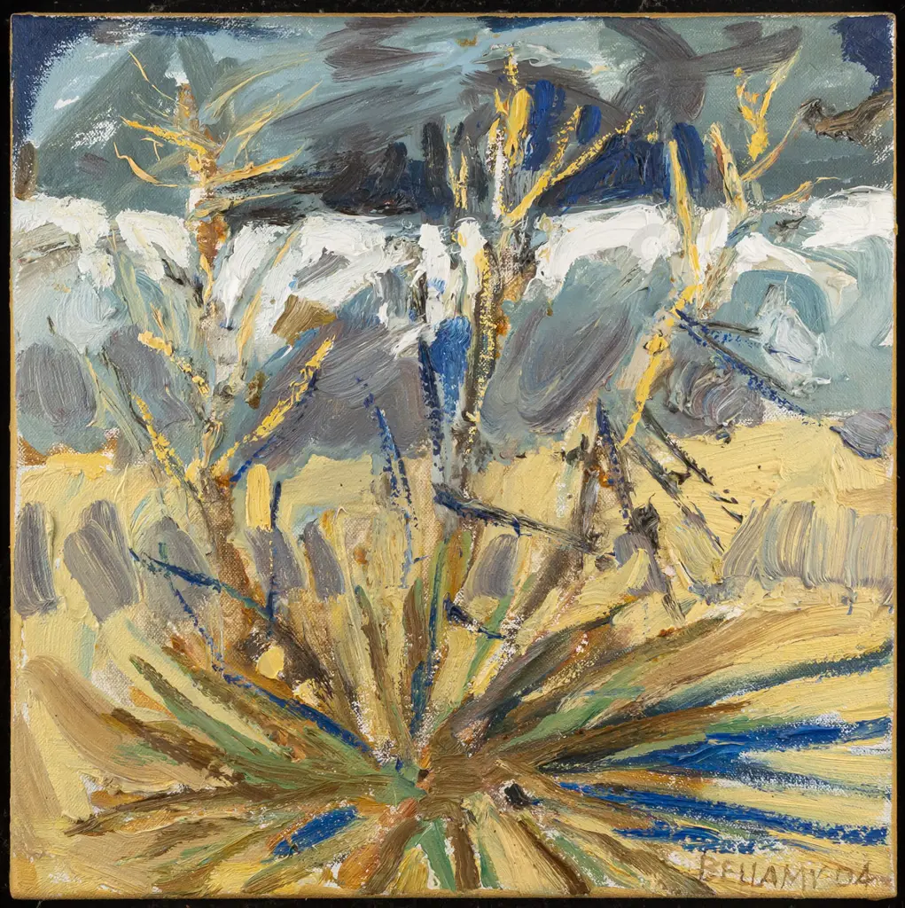 Pauline Bellamy '04 - framed oil on canvas "Wild Spaniard, Central Otago" H300 W300 Image 1++