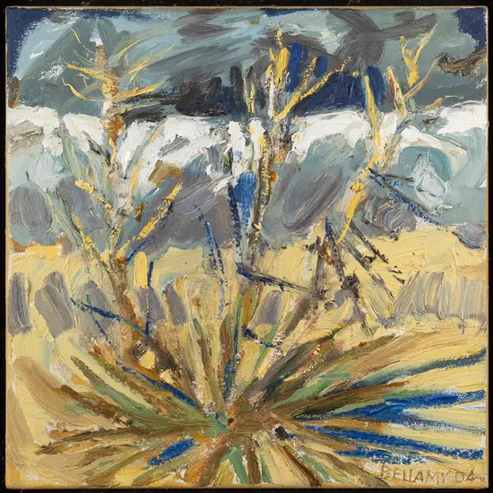 Pauline Bellamy '04 - framed oil on canvas "Wild Spaniard, Central Otago" H300 W300