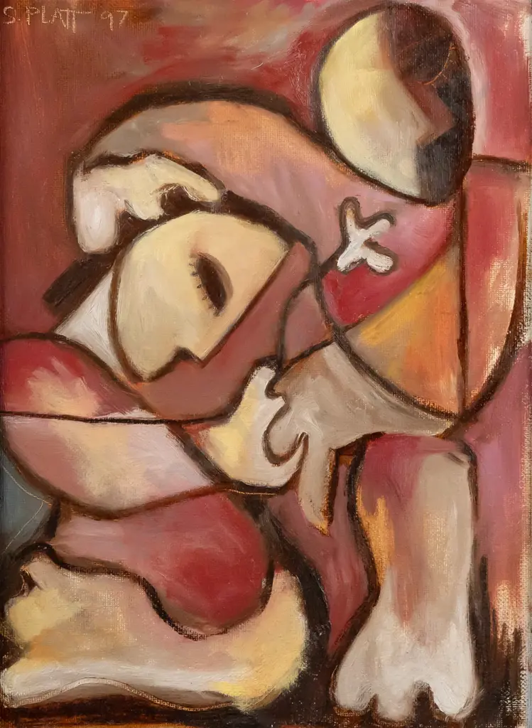 Suzy Platt 97 - framed oil on board - abstract. H300 W220 Image 1++