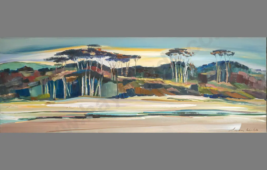 Susan Webb 2006 -  oil on boxed canvas "Catlins II" H400 W1110 Image 1++