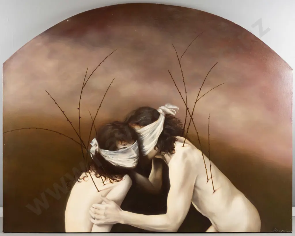 Anita DeSoto 2005 - oil on arched boxed canvas "Sub Rosa" H1110 W1410 Image 1++