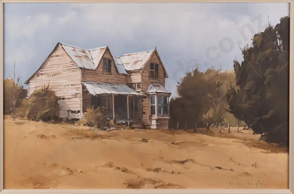 Graham Taylor - framed oil on board "Pioneer Homestead, Wakefield Nelson" H280 W460 Image 1++