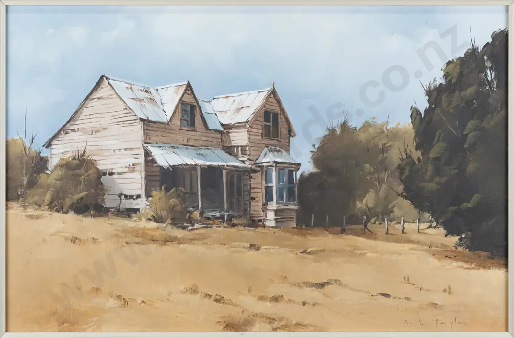 Graham Taylor - framed oil on board "Pioneer Homestead, Wakefield Nelson" H280 W460 Image 1++