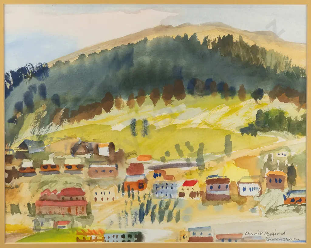 Annie Baird - framed watercolour  "Queenstown" H310 W380 Image 1++