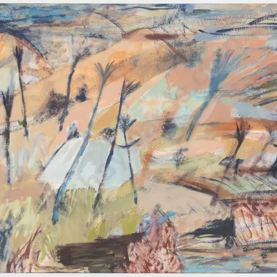 Zuna Wright - framed acrylic - landscape H610 W970 (slight warping to paper)