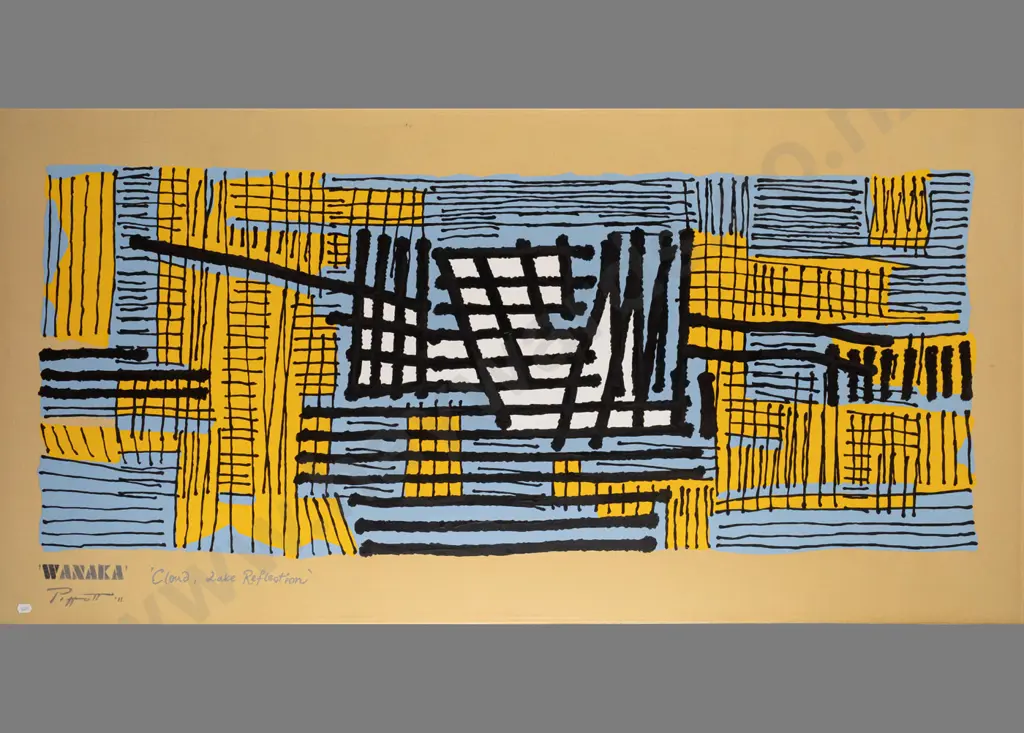 Rob Piggott 2011 - acrylic on boxed canvas "Cloud, Lake Reflection Wanaka Series" H650 W1300 Image 1++