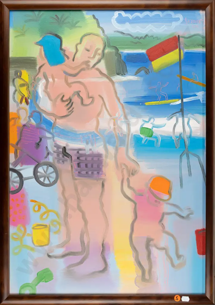 Lindsay Crooks '00 - framed acrylic on canvas - beach scene H-650 W-450 Image 1++