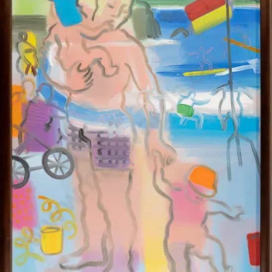 Lindsay Crooks '00 - framed acrylic on canvas - beach scene H-650 W-450