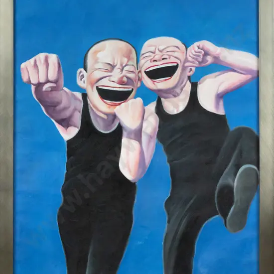 Yue Minjun? - oil on canvas - untitled - two laughing men H900 W600