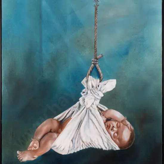 Aristophane Tsinga 2008 - framed acylic on canvas "La Vie Tenant Sur Un Fil" H1090 W700