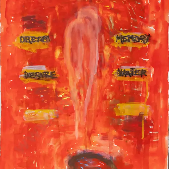 Hammond 1992 - unframed acrylic  on paper - "Buried secrets"  H100 W700