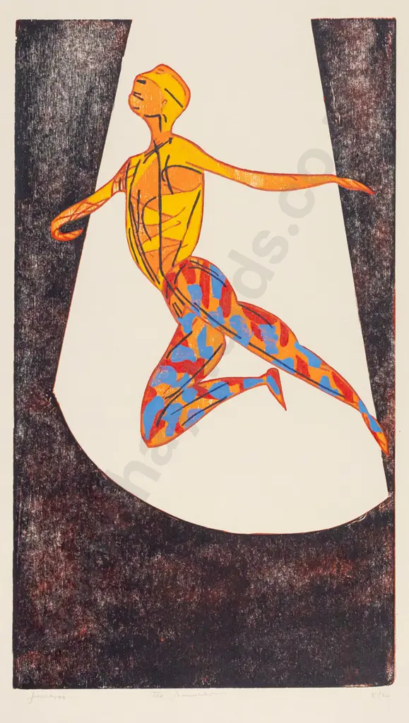 illegible signature '79 - unframed screen print 8/20 "The dancer" H500 W290 Image 1++