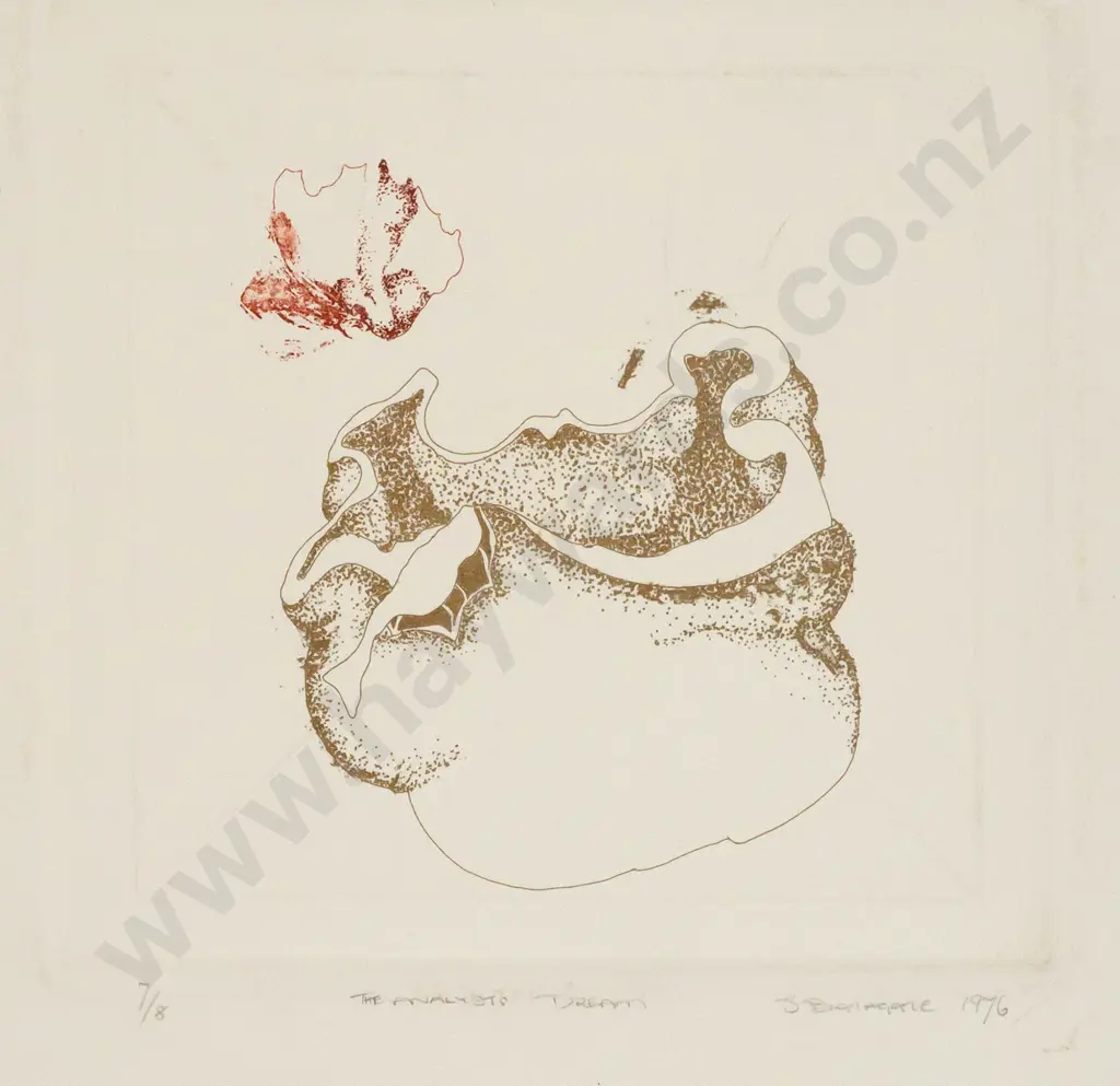 J Bathgate 1976 - unframed etching 7/8 "The analysts dream" H140 W140 Image 1++