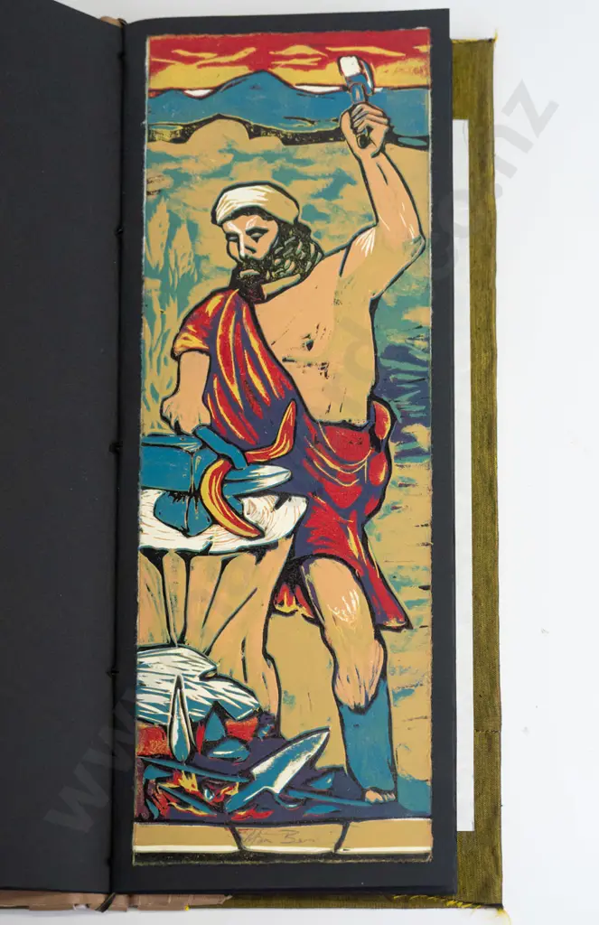 Manu Berry - folio of 12 woodblock prints all 5/5 - religious sayings & proverbs - each H400 W195 Image 1++