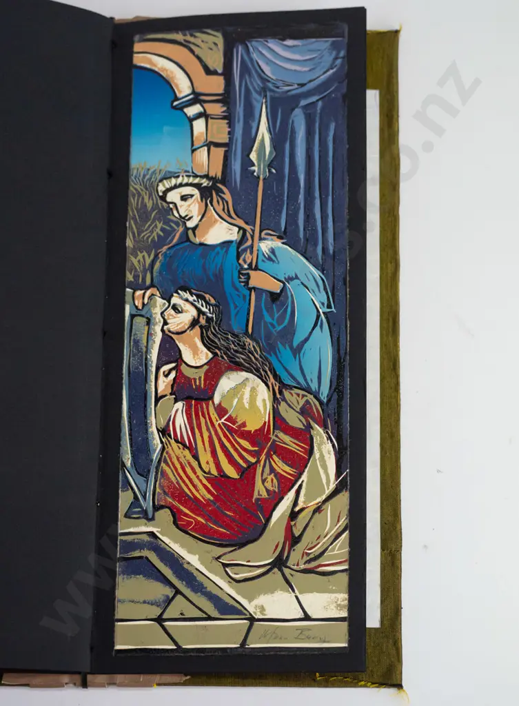 Manu Berry - folio of 12 woodblock prints all 5/5 - religious sayings & proverbs - each H400 W195 Image 1++