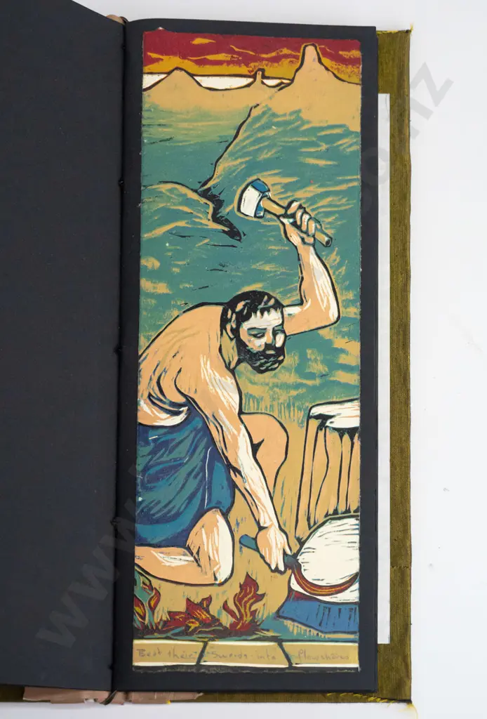 Manu Berry - folio of 12 woodblock prints all 5/5 - religious sayings & proverbs - each H400 W195 Image 1++