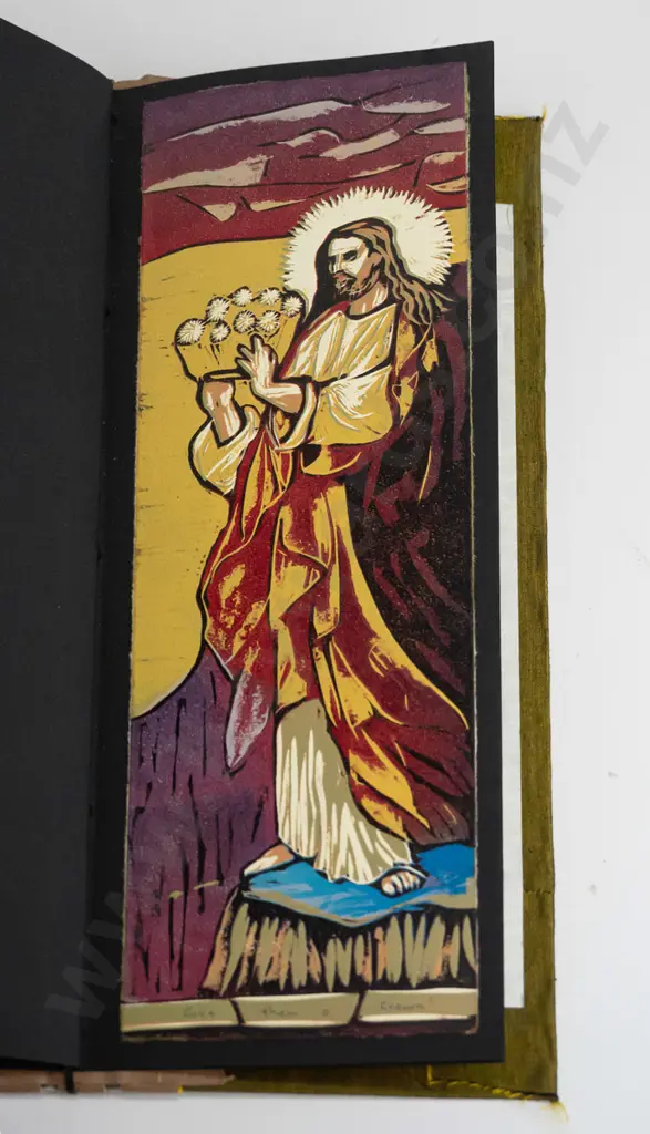 Manu Berry - folio of 12 woodblock prints all 5/5 - religious sayings & proverbs - each H400 W195 Image 1++