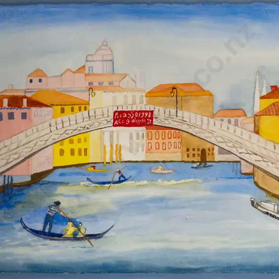 Annie Baird - framed watercolour - Ponte dell'Accademia, Venice H560 W760