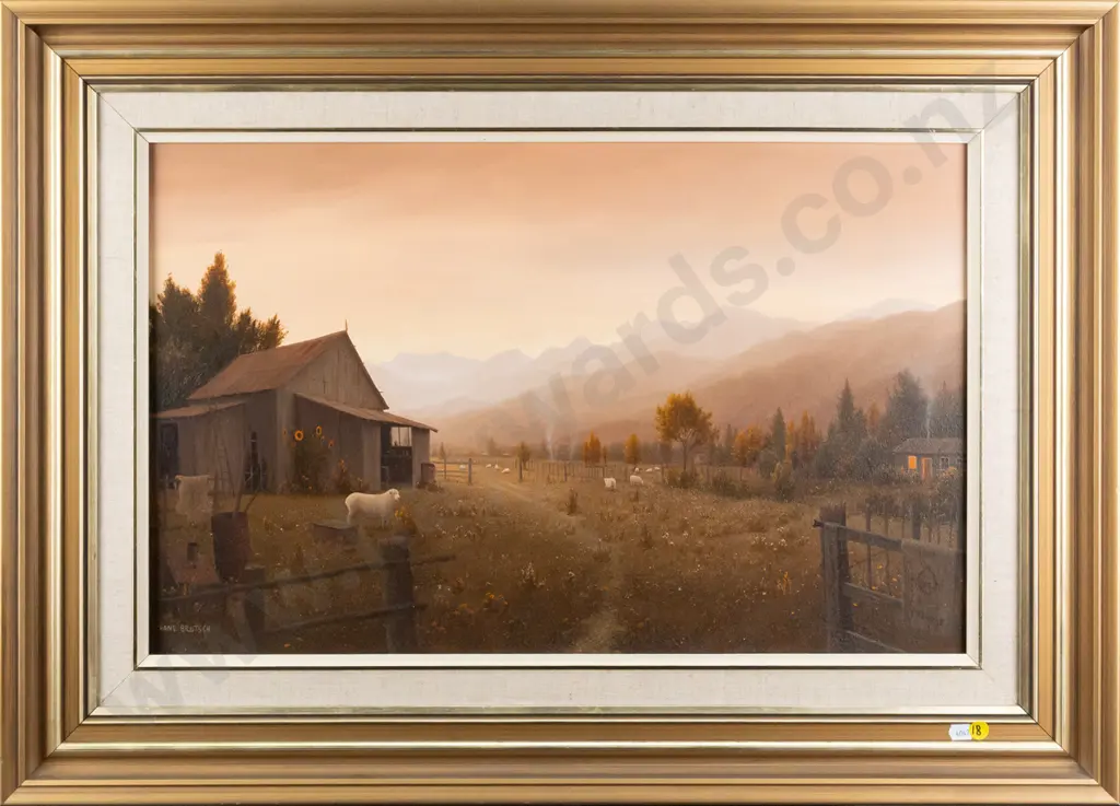Hans Brutsch - framed oil on board "Lake Summer - Motueka Valley" H360 W580 Image 1++