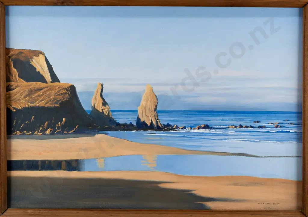 Graham Tait - framed acrylic - coastal scene Image 1++