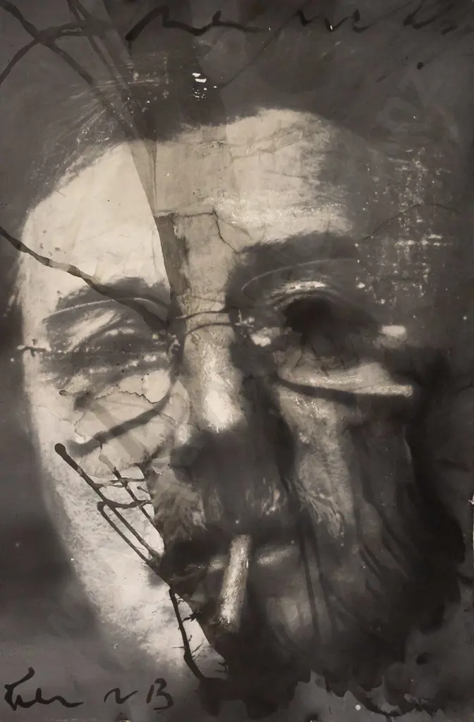 Ben Webb 09 - xerograph and ink wash on paper- male portrait H770 W560 Image 1++