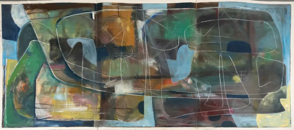 unknown artist - unframed mixed media on paper - abstract H1680 W760 Image 1++