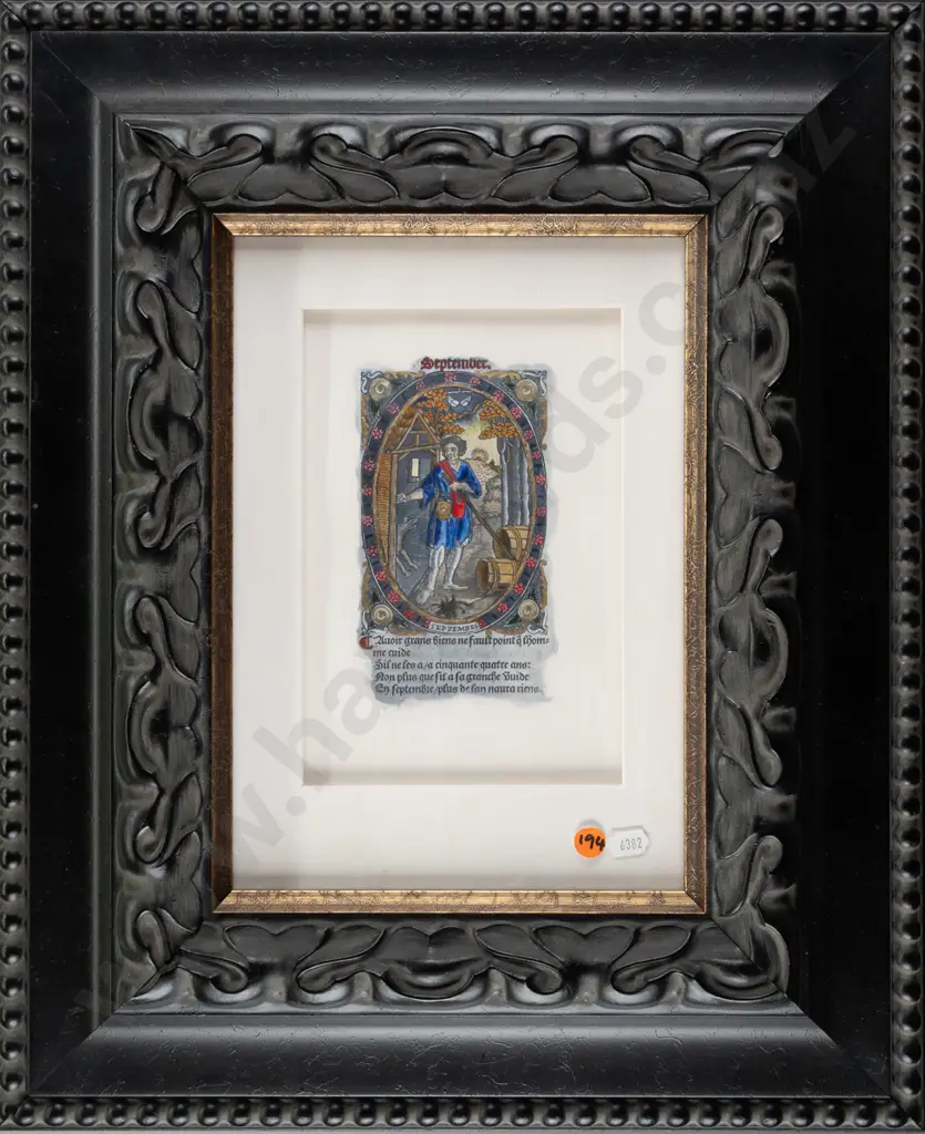 framed medieval manuscript hand illuminated print H160  WS90 Image 1++