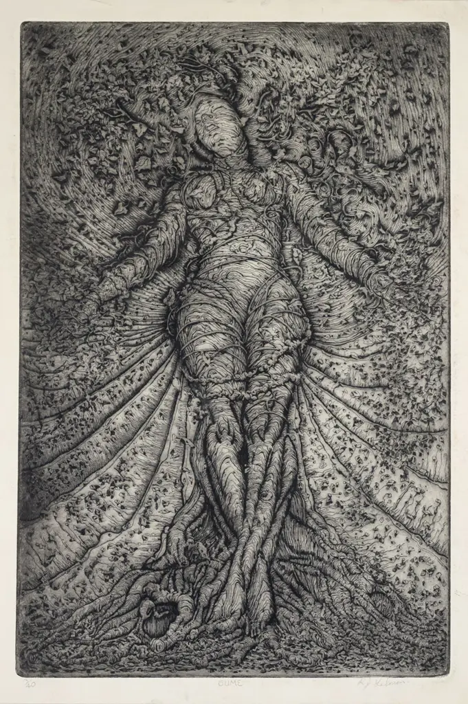 illegible signature - unframed etching 3/30 "SUME" H500 W325 Image 1++