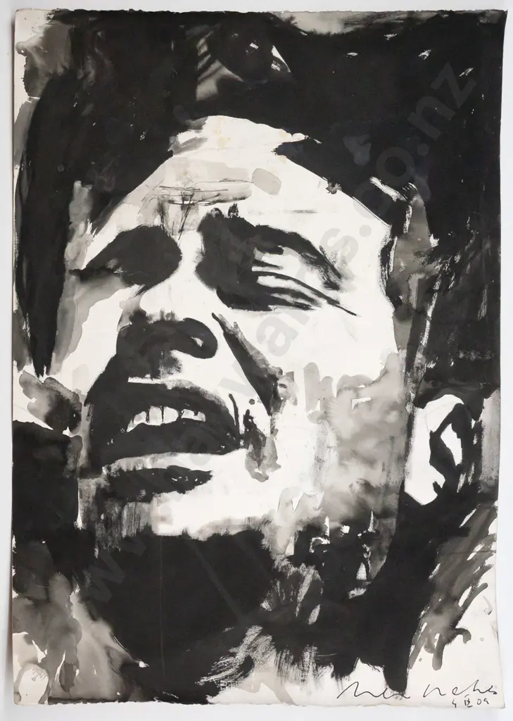 Ben Webb 09 - unframed ink wash on paper- male portrait -H770 W560 (slight marking) Image 1++