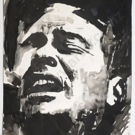 Ben Webb 09 - unframed ink wash on paper- male portrait -H770 W560 (slight marking)